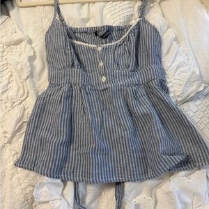 Brandy Melville Blue and White Striped Top